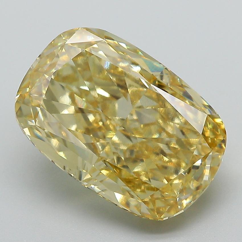7.52 Ct. Fancy Vivid Yellow Cushion Lab Grown Diamond