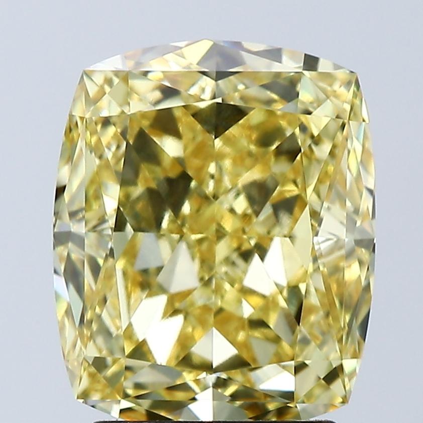 3.04 Ct. Fancy Vivid Yellow Cushion Lab Grown Diamond