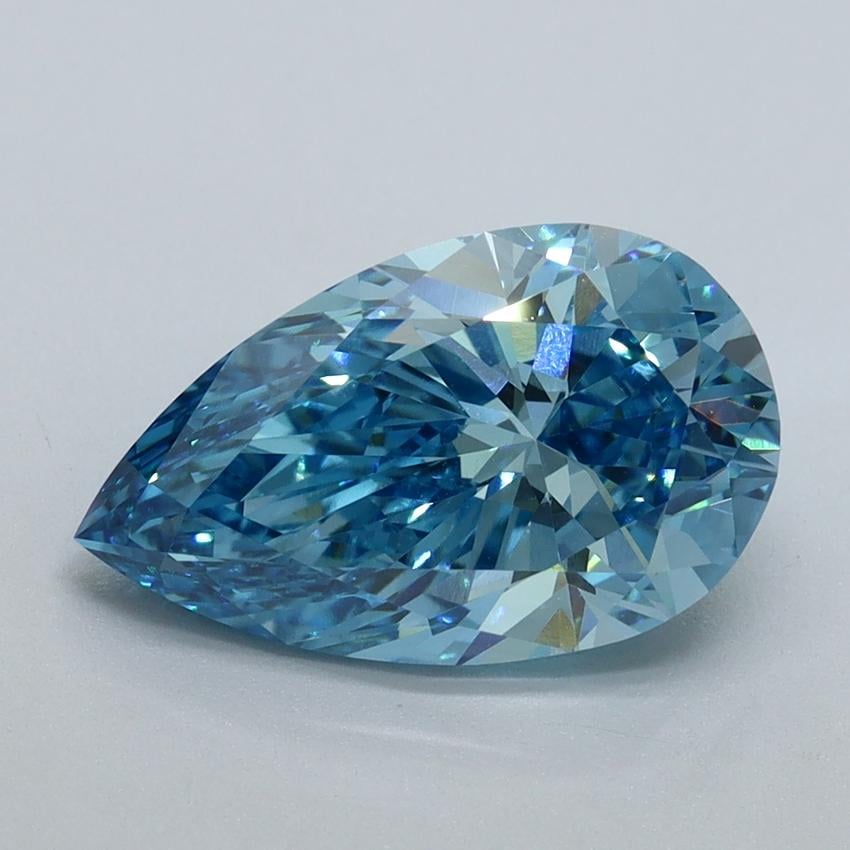 2.67 Ct. Fancy Vivid Malibu Blue Pear Lab Grown Diamond
