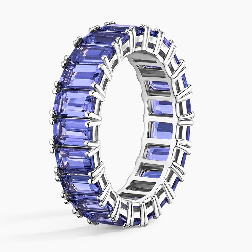 18K White Gold Eternity Tanzanite Cocktail Ring