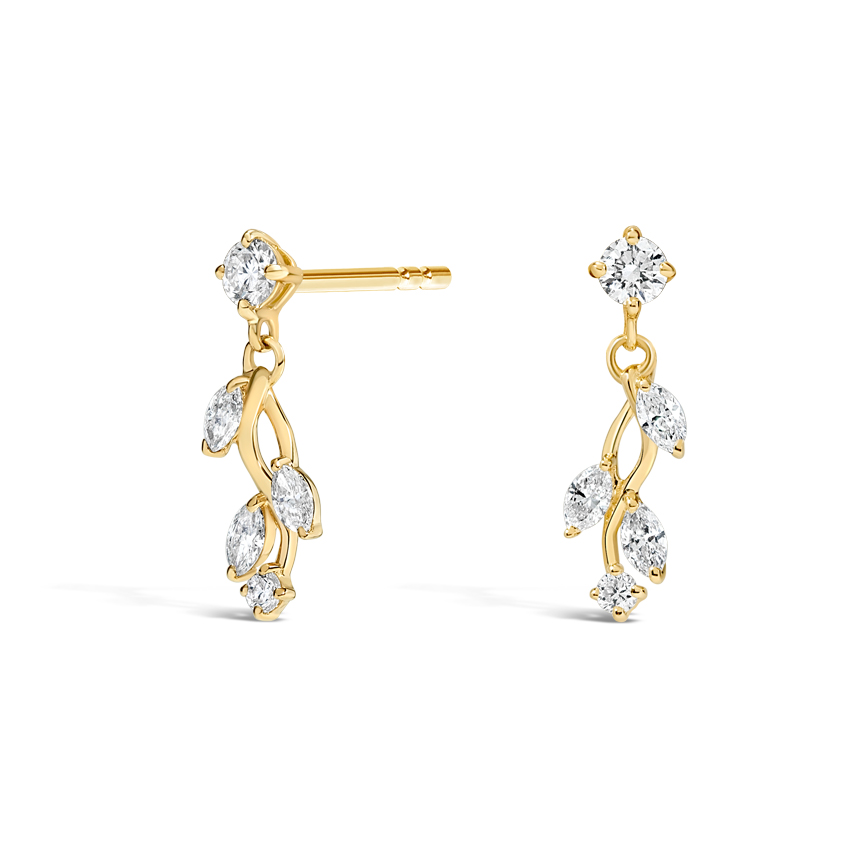 Willow Nature-Inspired Dangle Diamond Earrings 