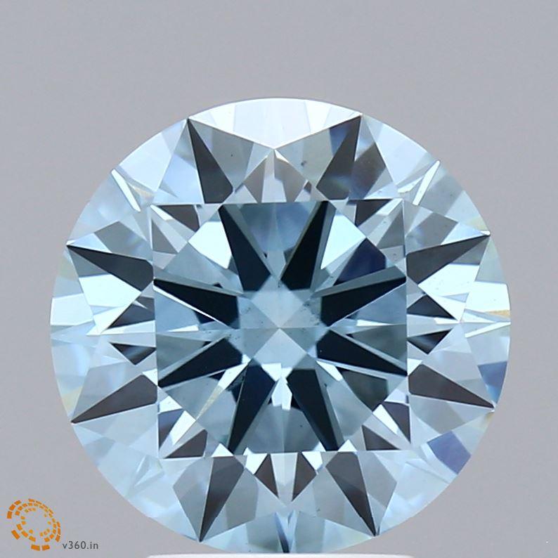 3.83 Ct. Fancy Intense Blue Round Lab Grown Diamond