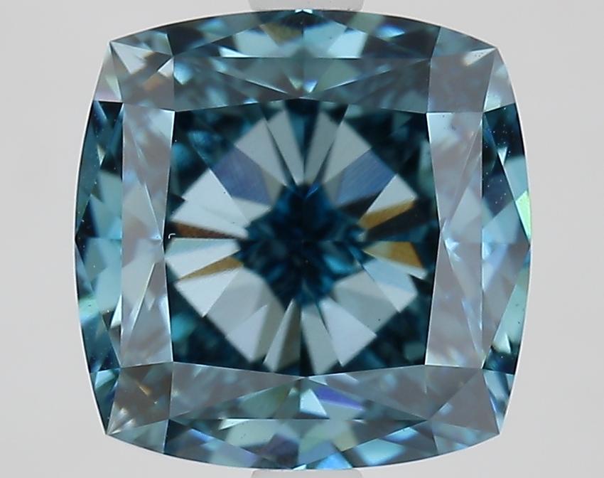 3.95 Ct. Fancy Vivid Blue Cushion Lab Grown Diamond