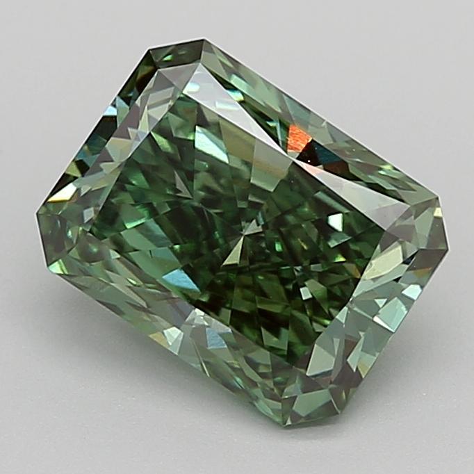 2.98 Ct. Fancy Vivid  Green Radiant Lab Grown Diamond