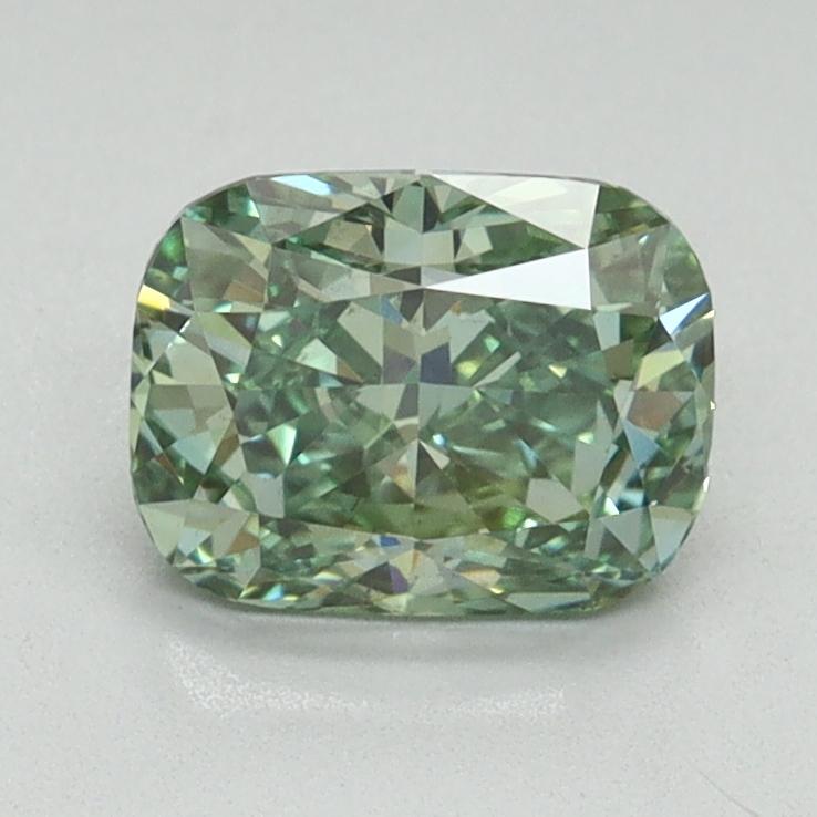 1.09 Ct. Fancy Vivid Green Cushion Lab Grown Diamond