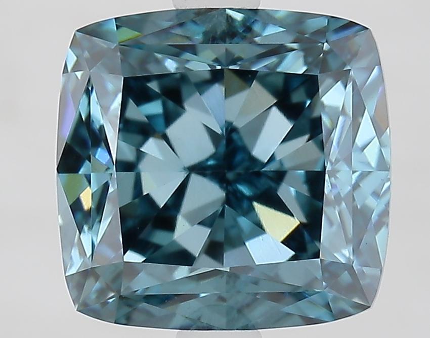 3.23 Ct. Fancy Vivid Blue Cushion Lab Grown Diamond