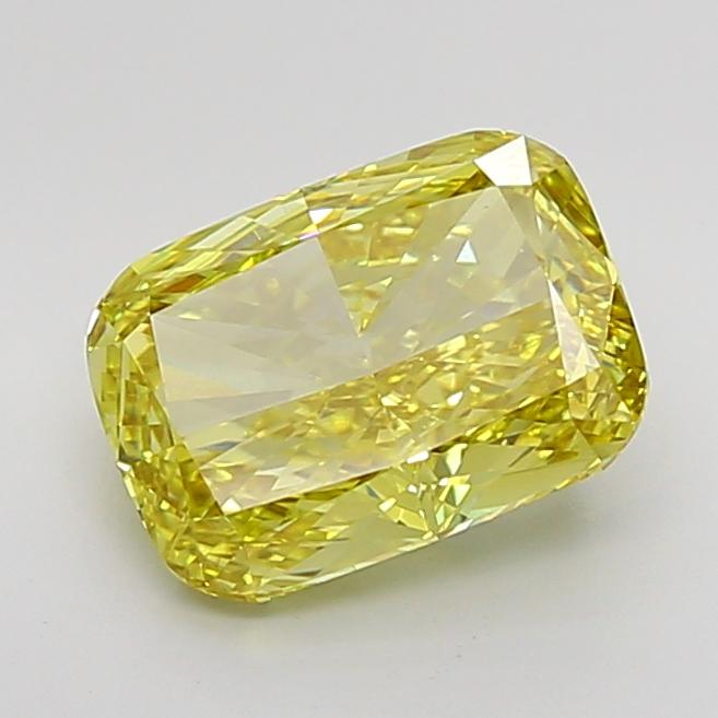 3.52 Ct. Fancy Vivid Yellow Cushion Lab Grown Diamond