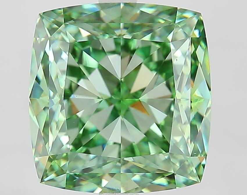 6.87 Ct. Fancy Vivid Green Cushion Lab Grown Diamond