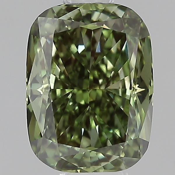 1.39 Ct. Fancy Vivid  Green Cushion Lab Grown Diamond