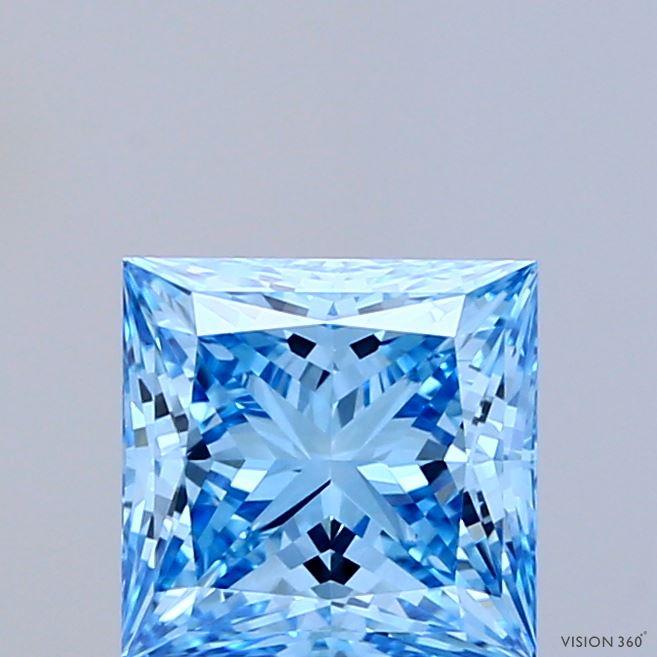 1.51 Ct. Fancy Vivid Blue Princess Lab Grown Diamond