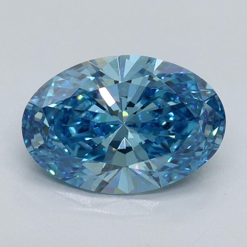 2.41 Ct. Fancy Vivid Malibu Blue Oval Lab Grown Diamond
