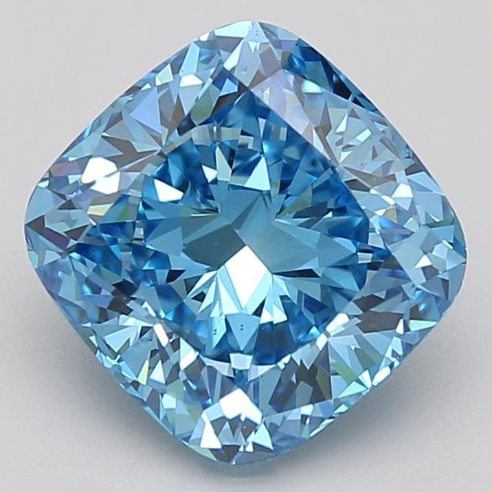 3.20 Ct. Fancy Vivid Blue Cushion Lab Grown Diamond