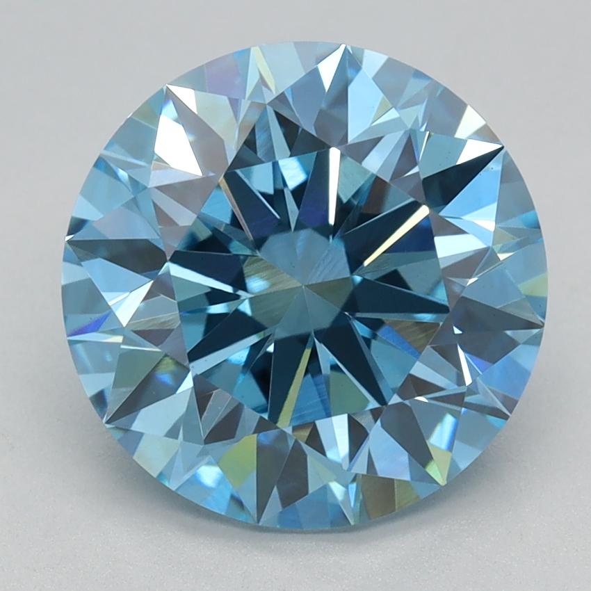 3.21 Ct. Fancy Vivid Blue Round Lab Grown Diamond