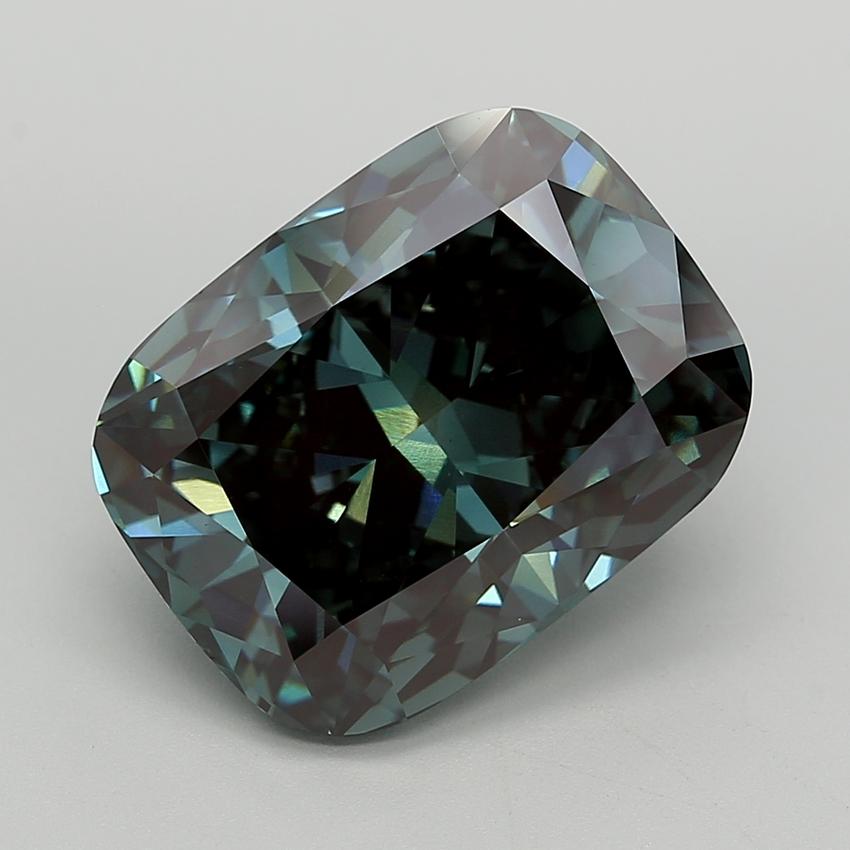 11.33 Ct. Fancy Deep  Green Cushion Lab Grown Diamond