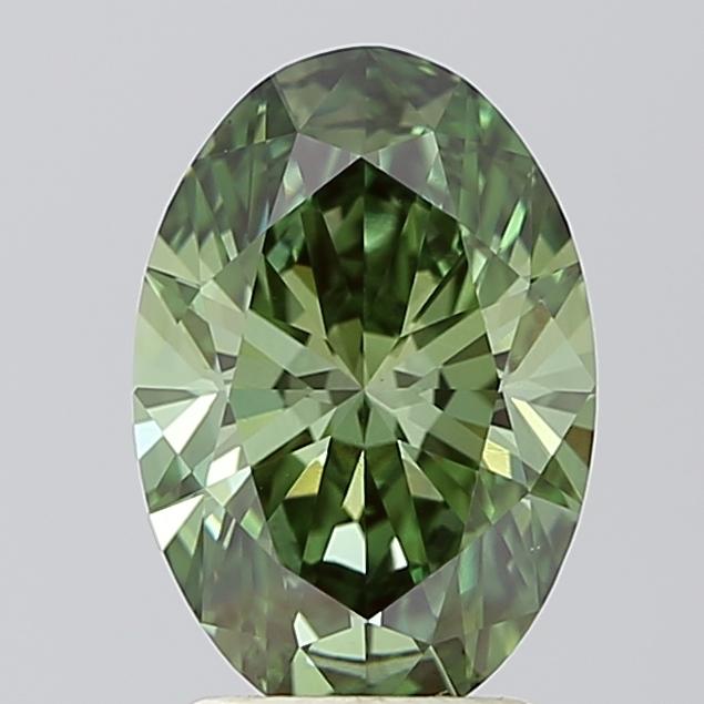 2.40 Ct. Fancy Vivid Green Oval Lab Grown Diamond