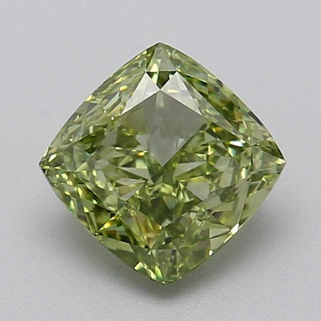 1.03 Ct. Fancy Vivid  Green Cushion Lab Grown Diamond
