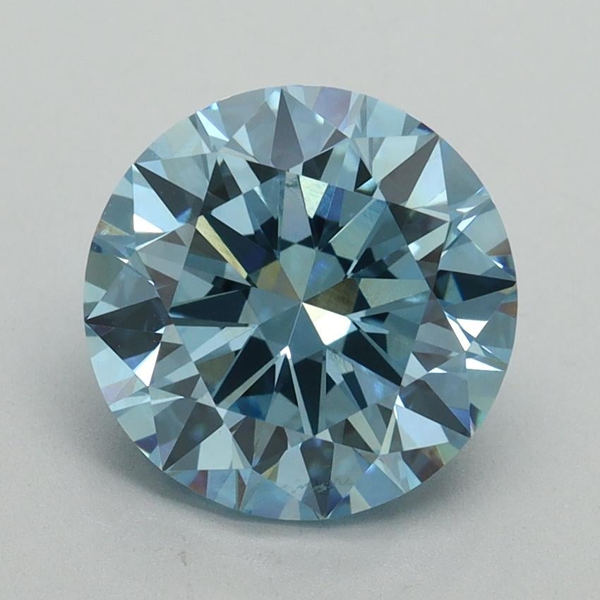 3.22 Ct. Fancy Vivid Blue Round Lab Grown Diamond