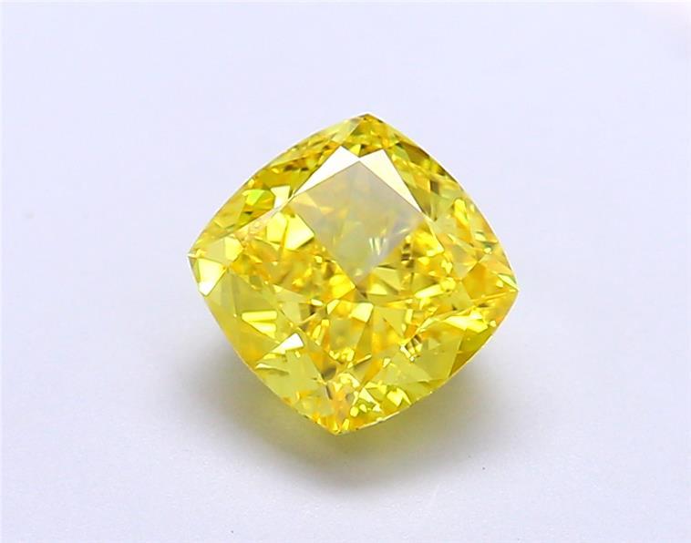 1.74 Ct. Fancy Vivid Yellow Cushion Lab Grown Diamond