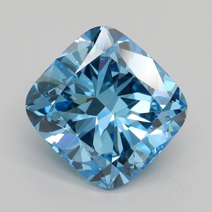 3.01 Ct. Fancy Vivid Blue Cushion Lab Grown Diamond