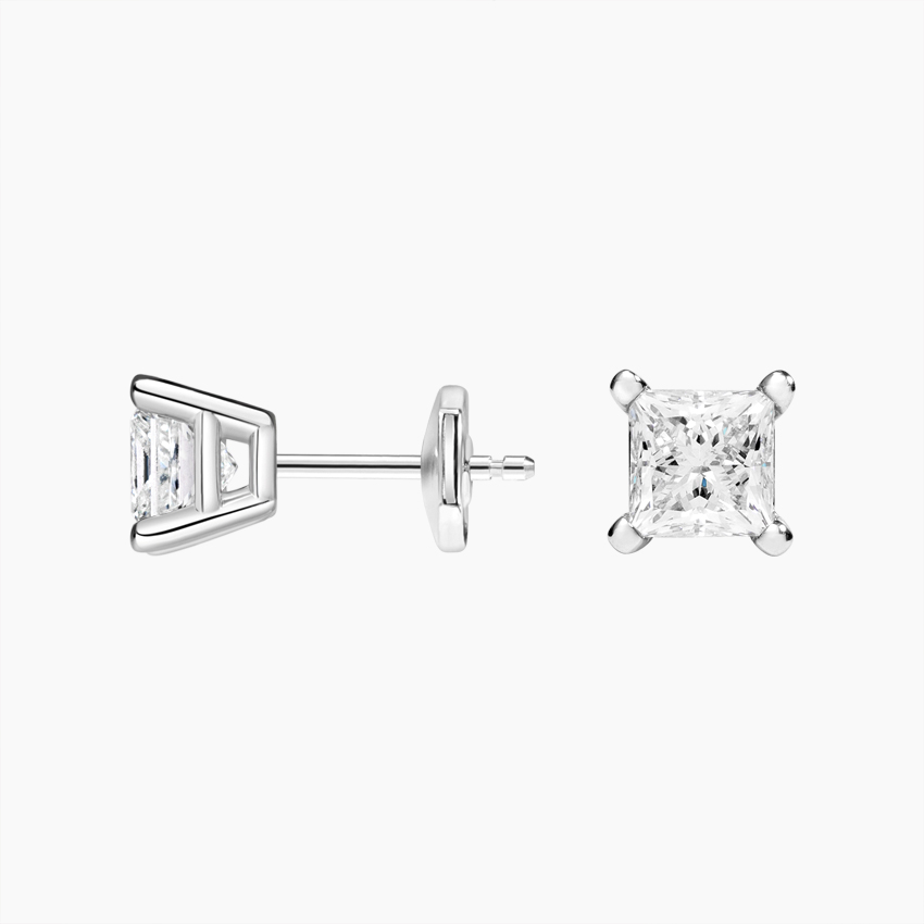18K White Gold Princess Diamond Stud Earrings (1 1/2 ct. tw.)