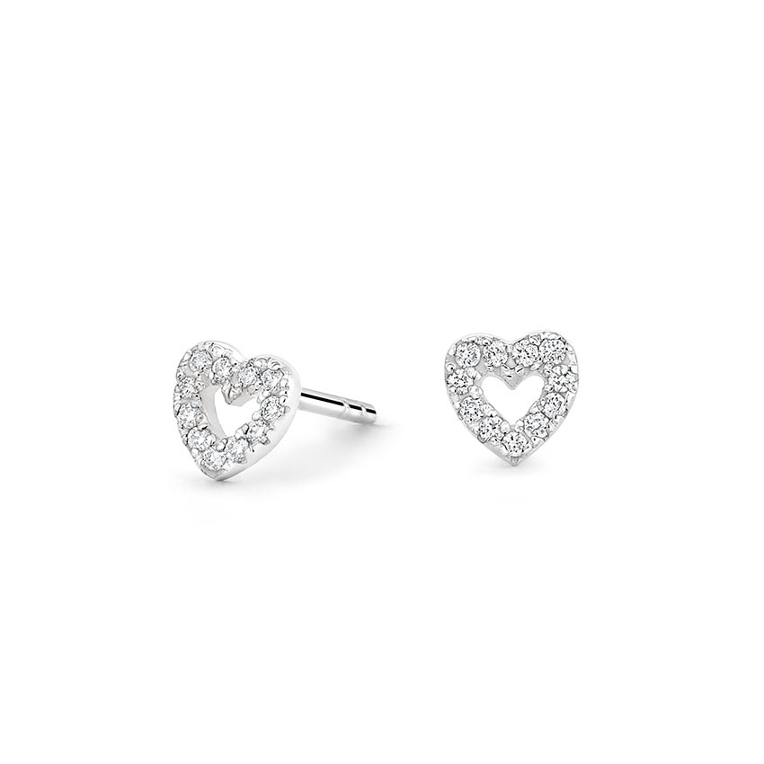 Pave Diamond Heart Earrings 