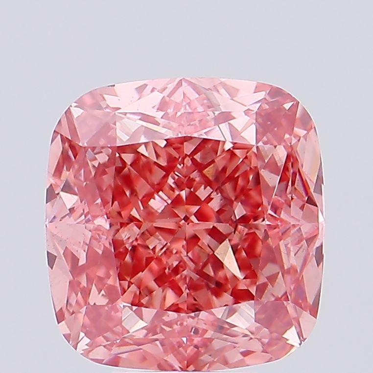8.17 Ct. Fancy Vivid Pink Cushion Lab Grown Diamond
