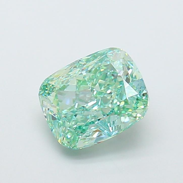 2.56 Ct. Fancy Vivid Green Cushion Lab Grown Diamond