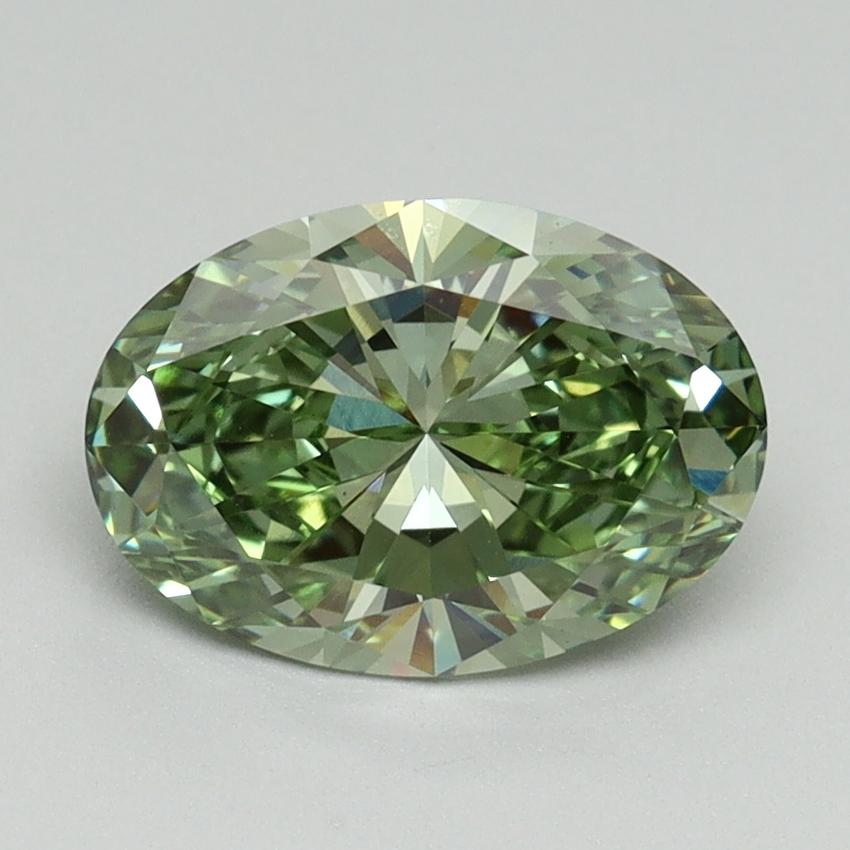 1.66 Ct. Fancy Vivid Green Oval Lab Grown Diamond