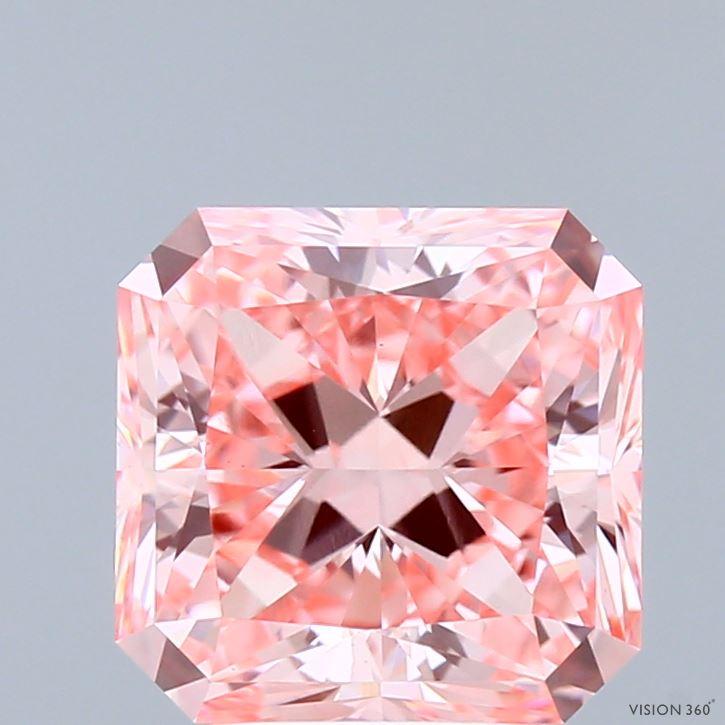 3.10 Ct. Fancy Vivid  Pink Radiant Lab Grown Diamond