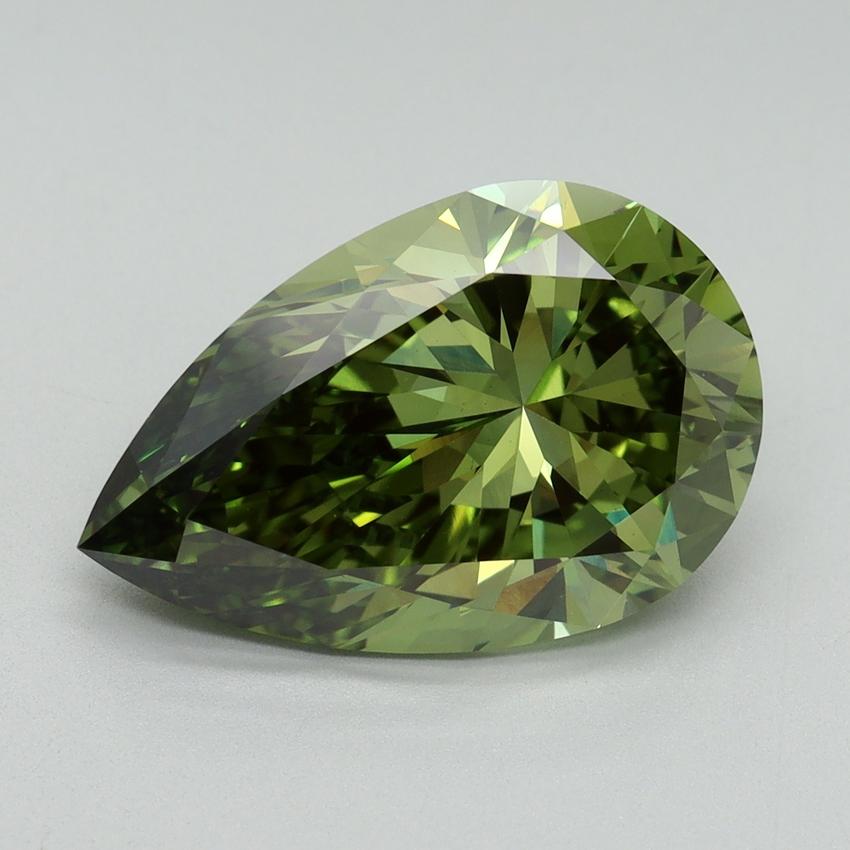 5.21 Ct. Fancy Vivid Green Pear Lab Grown Diamond