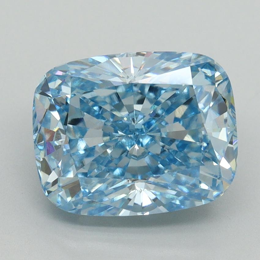 4.13 Ct. Fancy Vivid Blue Cushion Lab Grown Diamond