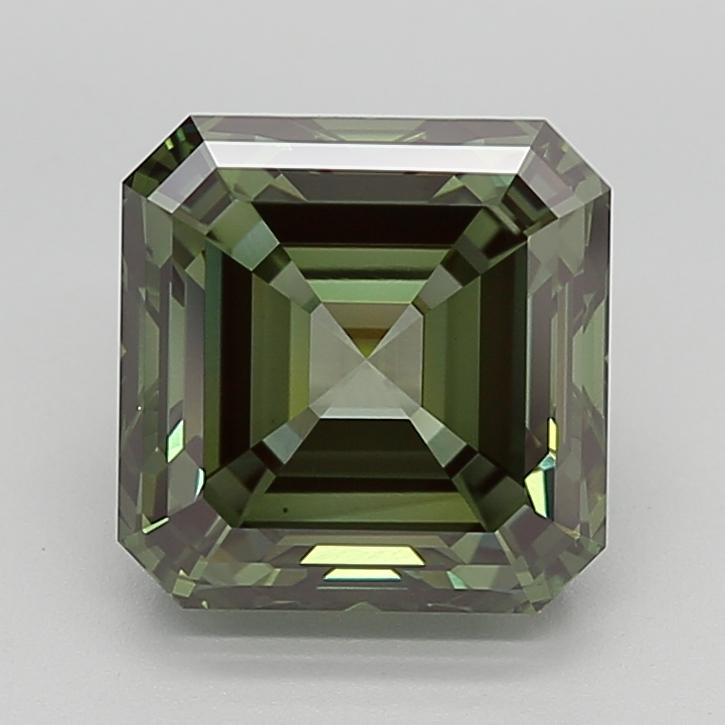5.05 Ct. Fancy Vivid  Green Asscher Lab Grown Diamond