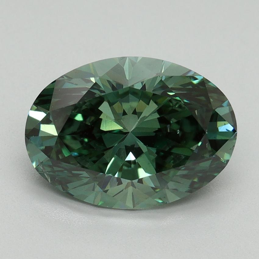 2.98 Ct. Fancy Vivid Green Oval Lab Grown Diamond
