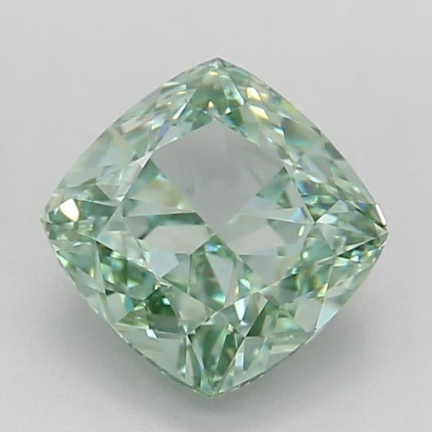 1.08 Ct. Fancy Vivid Green Cushion Lab Grown Diamond