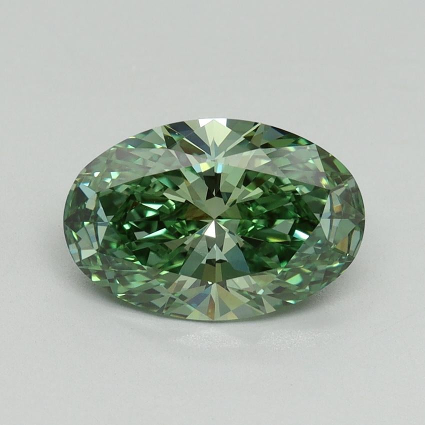 2.12 Ct. Fancy Vivid Green Oval Lab Grown Diamond
