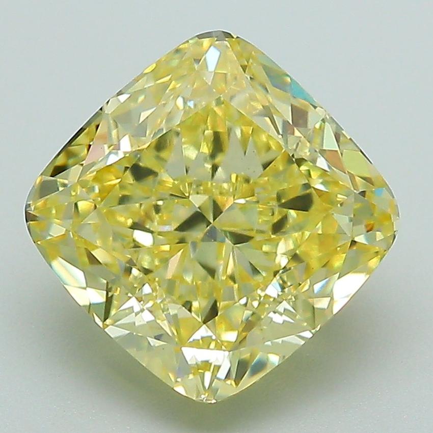 4.10 Ct. Fancy Intense Yellow Cushion Lab Grown Diamond