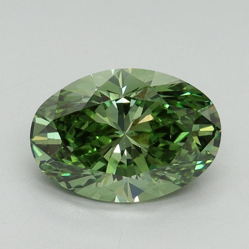 1.70 Ct. Fancy Vivid Green Oval Lab Grown Diamond