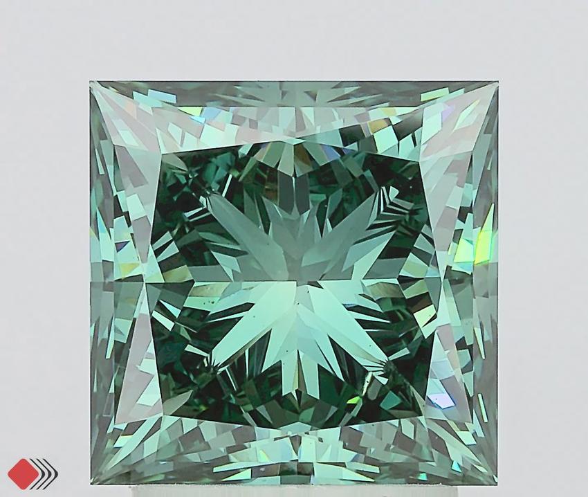 3.01 Ct. Fancy Vivid Green Princess Lab Grown Diamond