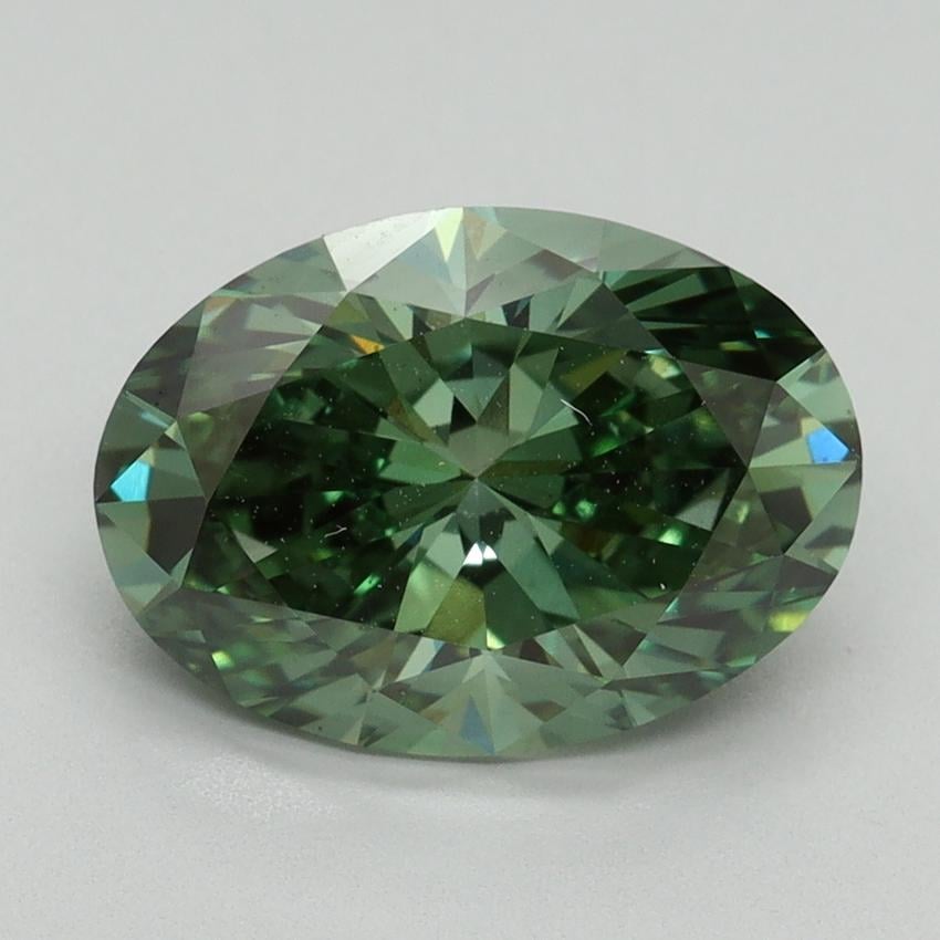 3.11 Ct. Fancy Vivid Pacific Green Oval Lab Grown Diamond