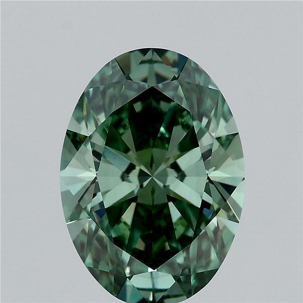 3.03 Ct. Fancy Vivid  Green Oval Lab Grown Diamond