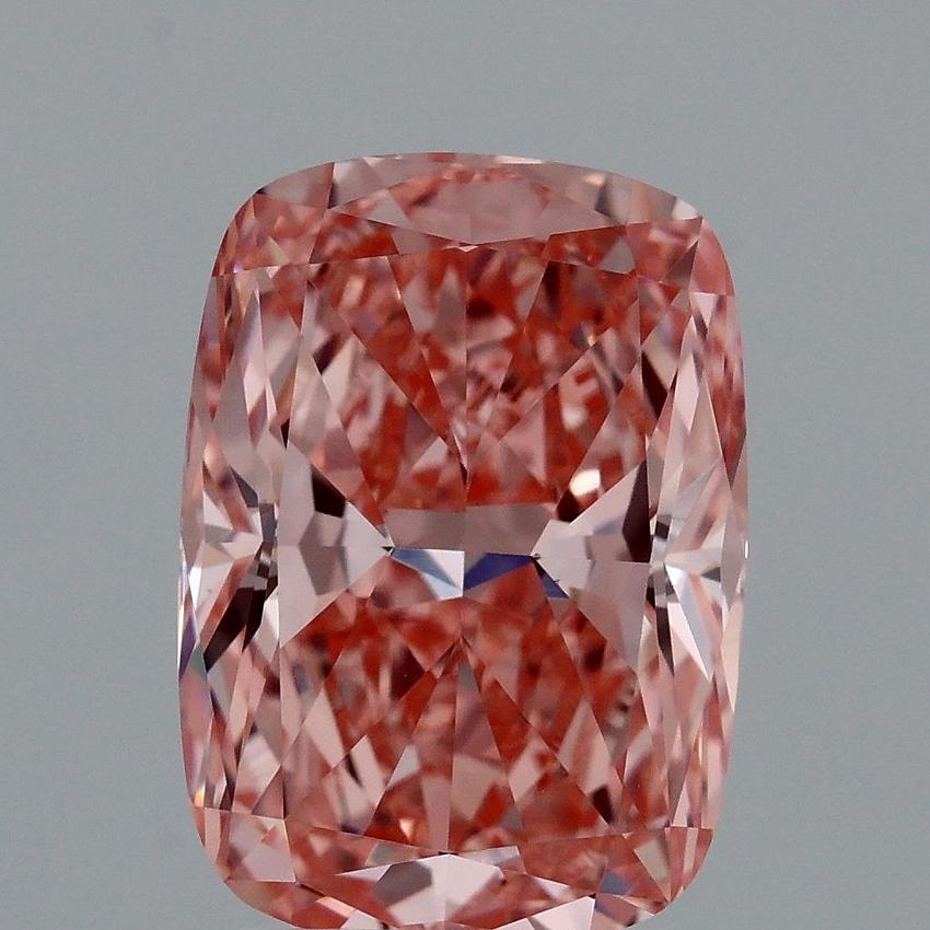 3.04 Ct. Fancy Vivid Pink Cushion Lab Grown Diamond