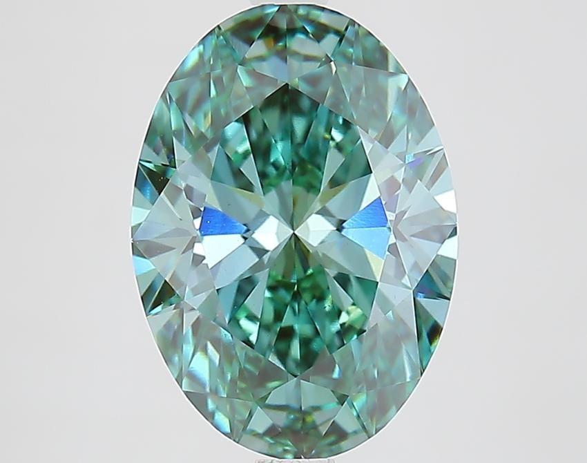 3.64 Ct. Fancy Vivid Green Oval Lab Grown Diamond