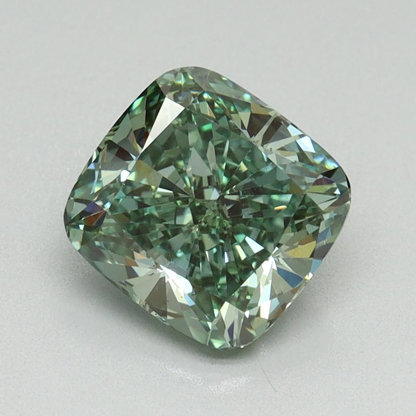 2.00 Ct. Fancy Vivid Green Cushion Lab Grown Diamond