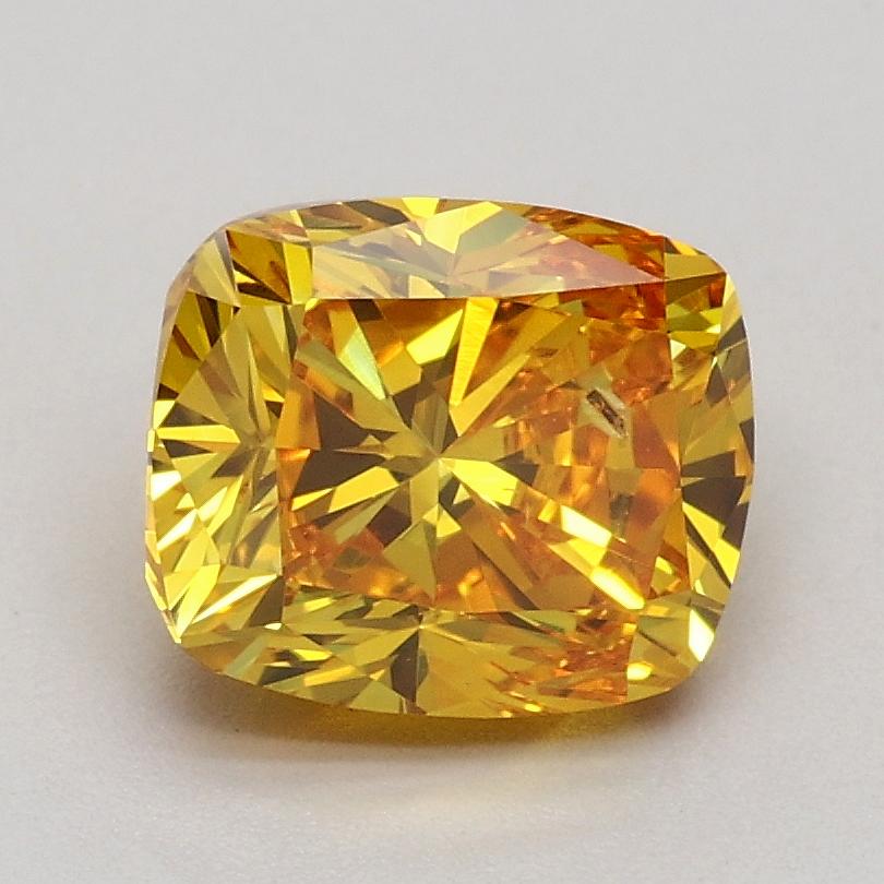 1.42 Ct. Fancy Vivid Yellowish Orange Cushion Lab Grown Diamond