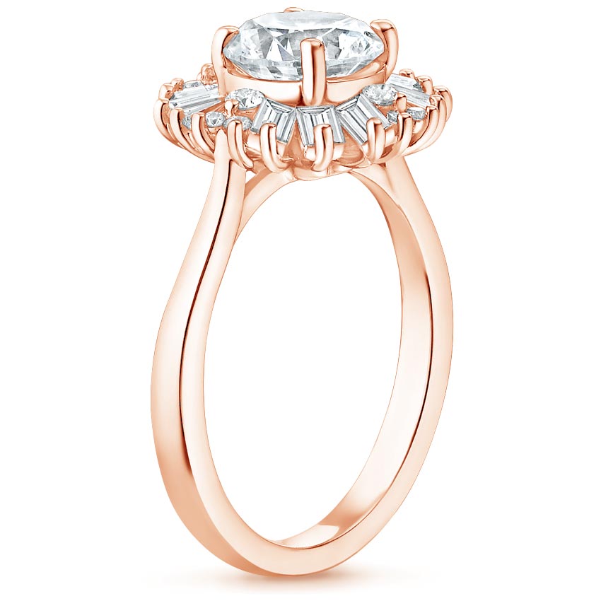 14K Rose Gold Ballerina Diamond Ring, large side view