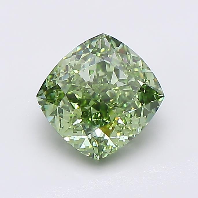 1.55 Ct. Fancy Vivid Green Cushion Lab Grown Diamond