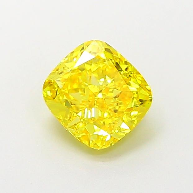 1.09 Ct. Fancy Vivid  Yellow Cushion Lab Grown Diamond