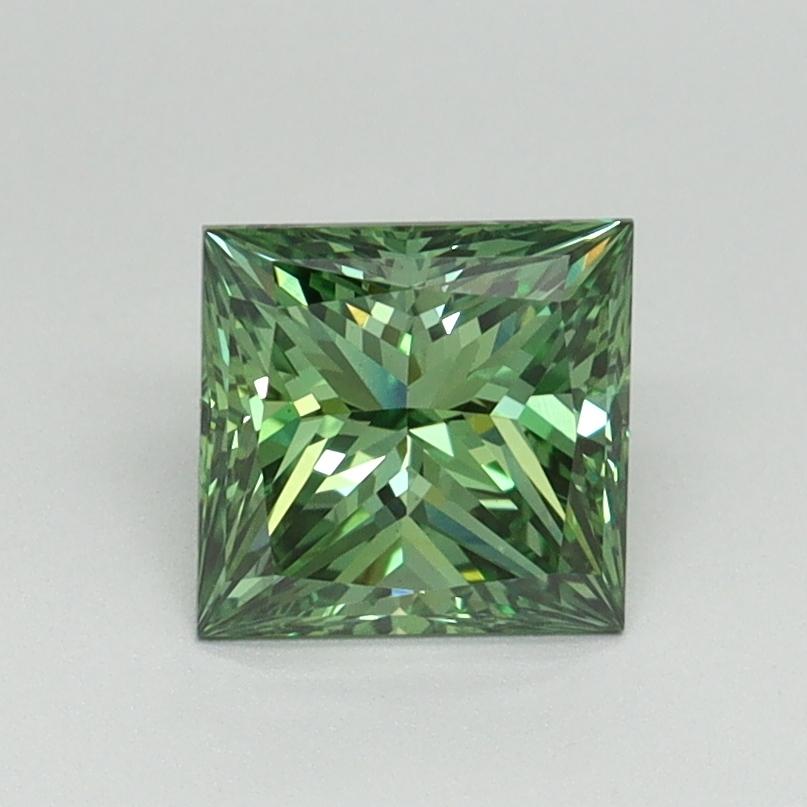 1.08 Ct. Fancy Vivid Green Princess Lab Grown Diamond