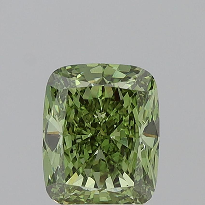 2.51 Ct. Fancy Vivid Green Cushion Lab Grown Diamond