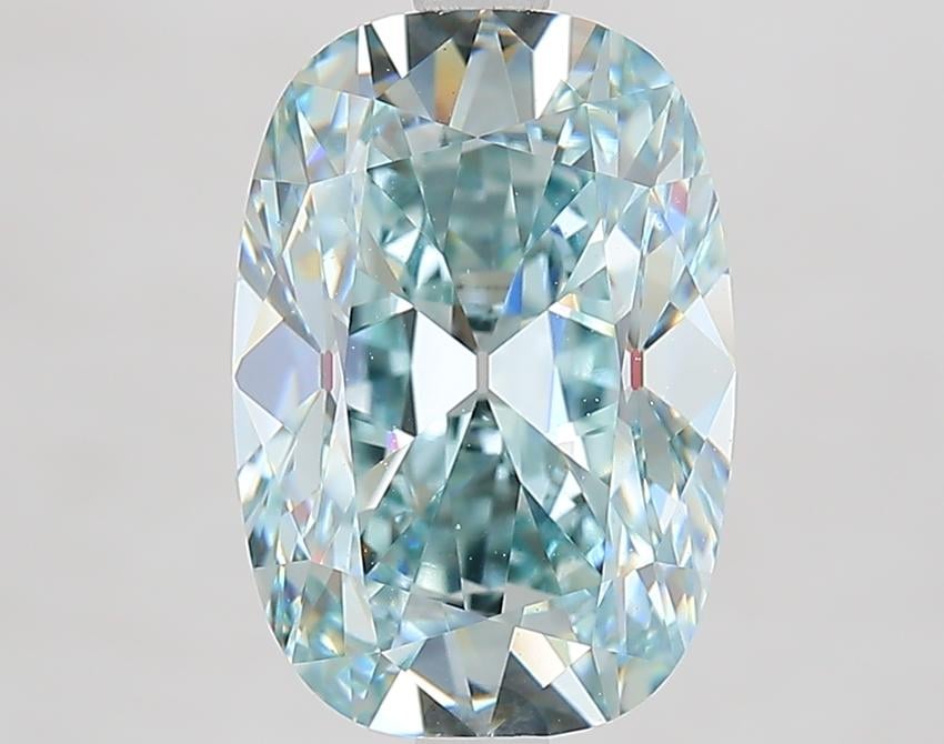 4.00 Ct. Fancy Intense Bluish Green Cushion Lab Grown Diamond